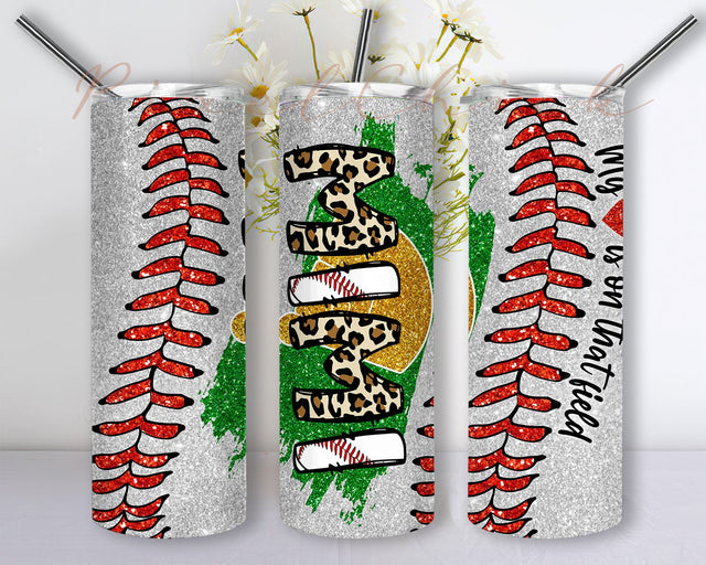 Baseball Mimi Glitter Leopard 20oz Skinny Tumbler Sublimation Designs for Straight/Tapered Tumbler Design, PNG Digital Download Sublimation PixelChick 