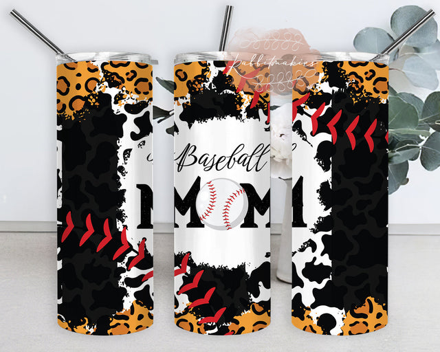 Baseball Mom 20oz Skinny Tumbler, Baseball Leopard Tumbler Png, Baseball Sublimation Design, Game Day Design Png, Sport Mom Tumbler Template, Digital Download Sublimation Rabbitmakies 