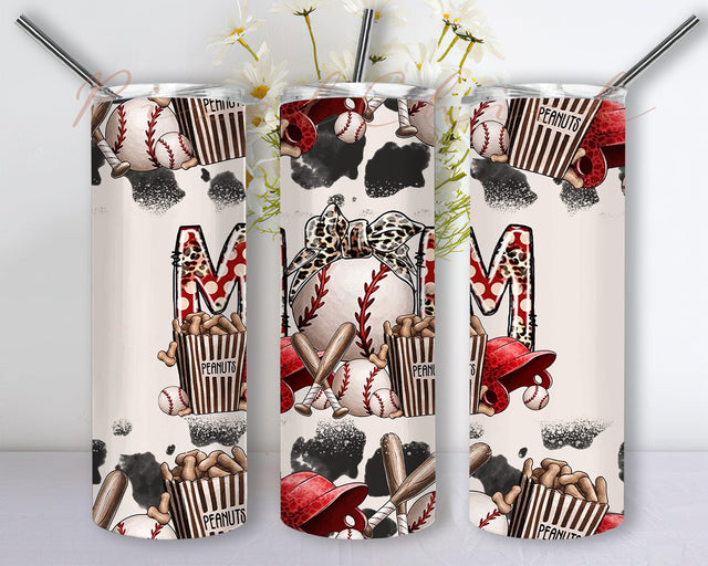 Baseball Mom 20oz Tumbler, Baseball Mama Tumbler, Leopard Baseball Mom Tumbler, Baseball Mom Gifts For Women, Sports Mom Tumbler Sublimation PixelChick 