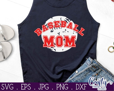 Baseball Mom - Distressed Baseball Svg SVG Crafty Mama Studios 