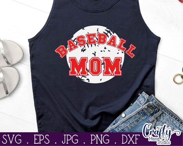 Baseball Mom - Distressed Baseball Svg SVG Crafty Mama Studios 