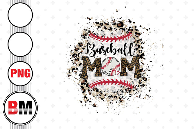 Baseball Mom Distressed Leopard PNG Files Sublimation BMDesign 