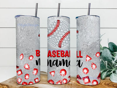 Baseball Mom Glitter Leopard 20oz Skinny Tumbler Sublimation Designs for Straight/Tapered Tumbler Design - PNG Digital Download Sublimation iStyleDesign 