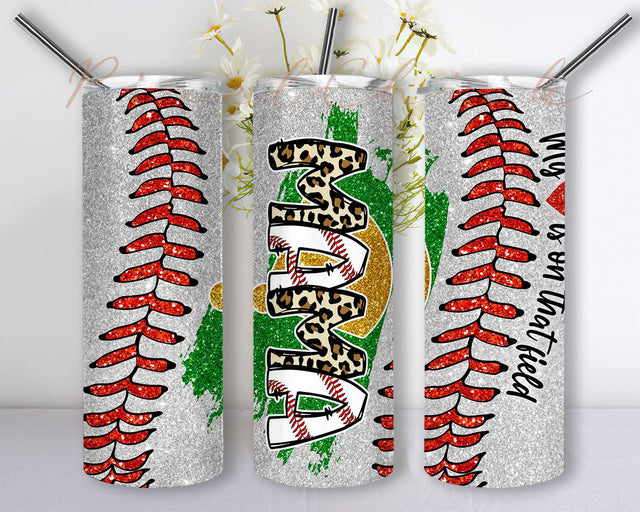 Baseball Mom Glitter Leopard 20oz Skinny Tumbler Sublimation Designs for Straight/Tapered Tumbler Design, PNG Digital Download Sublimation PixelChick 
