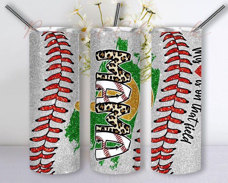 Baseball Mom Glitter Leopard 20oz Skinny Tumbler Sublimation Designs for Straight/Tapered Tumbler Design, PNG Digital Download Sublimation PixelChick 
