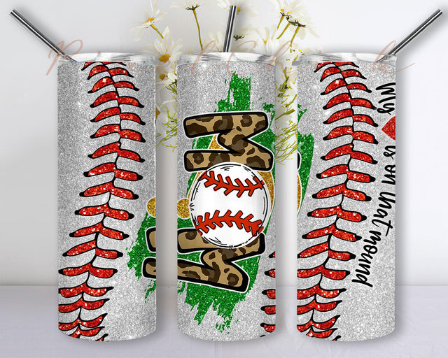 Baseball Mom Glitter Leopard 20oz Skinny Tumbler Sublimation Designs for Straight/Tapered Tumbler Design, PNG Digital Download Sublimation PixelChick 