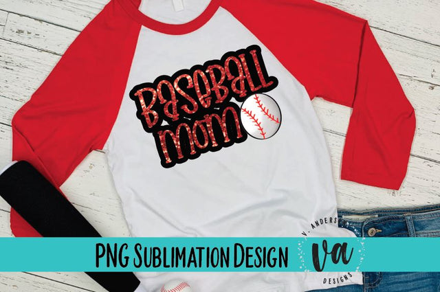 Baseball Mom Glitter Sublimation PNG Sublimation V. Anderson Designs 