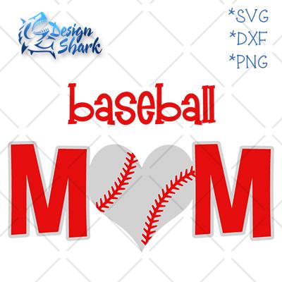 Baseball Mom Heart SVG Design Shark 