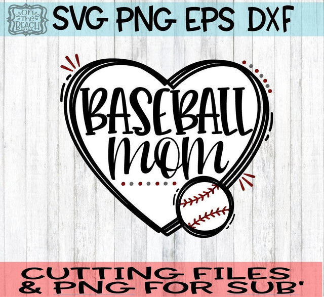 Baseball Mom Heart SVG On the Beach Boutique 
