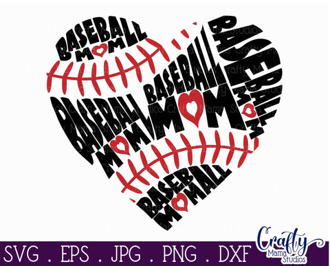 Baseball Mom - Heart Svg SVG Crafty Mama Studios 