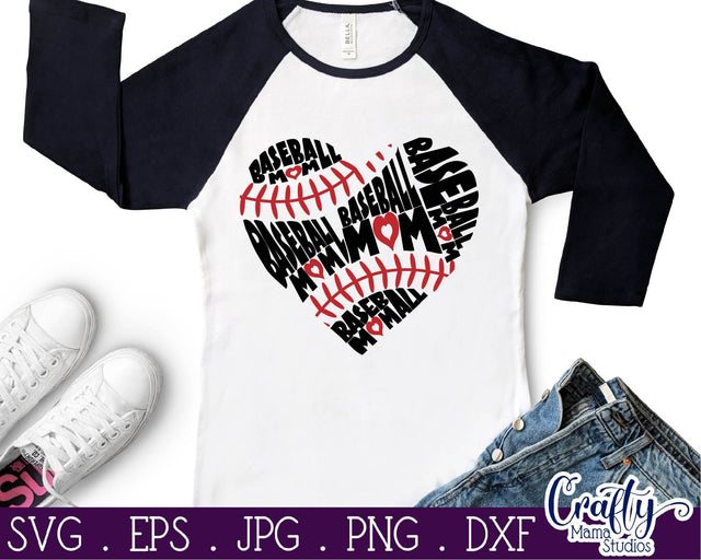 Baseball Mom - Heart Svg SVG Crafty Mama Studios 