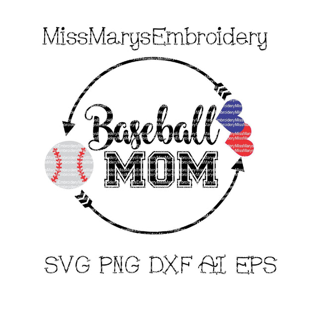 Baseball Mom Monogram Arrow Ring SVG MissMarysEmbroidery 
