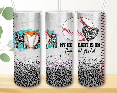 Baseball Mom My Heart Is On That Field Mom Of Baseball Boy Mom Wine 20oz Skinny Tumbler Sublimation Wrap Design PNG Digital Download Sublimation sassyprint 