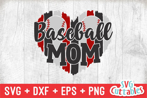 Baseball Mom svg - Baseball Cut File 2 Players - svg - dxf - eps - png - Baseball Heart Brush Strokes - Silhouette - Cricut - Digital File SVG Svg Cuttables 