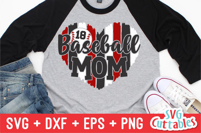 Baseball Mom svg - Baseball Cut File - svg - dxf - eps - png - Baseball Heart Brush Strokes - Silhouette - Cricut - Digital File SVG Svg Cuttables 