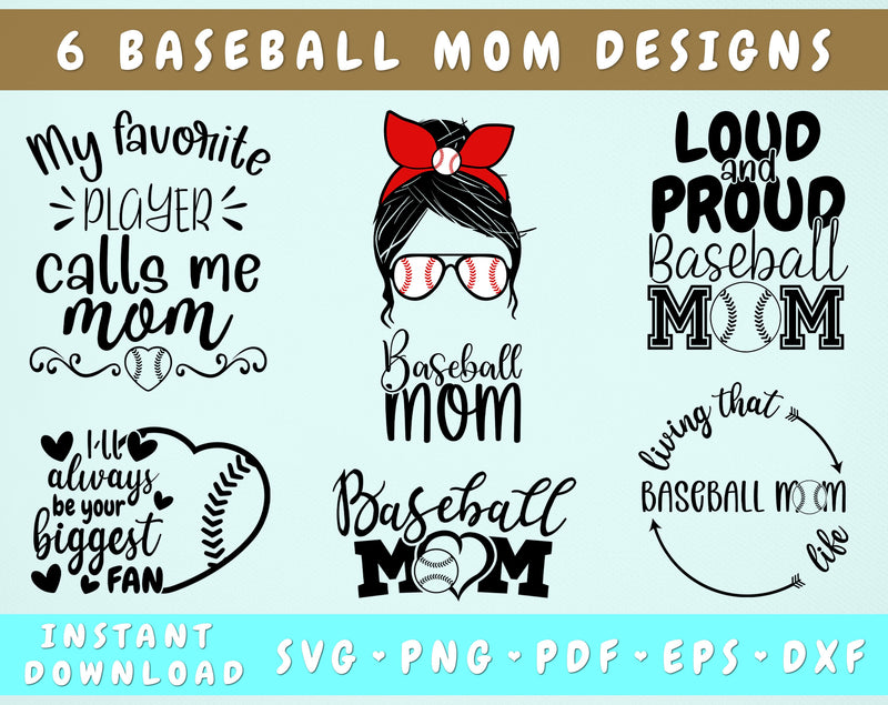 Baseball Mom SVG Bundle, 6 Designs, Baseball Mom Shirt SVG, Baseball Mom Messy Bun SVG, Proud And Proud Baseball Mom SVG SVG HappyDesignStudio 