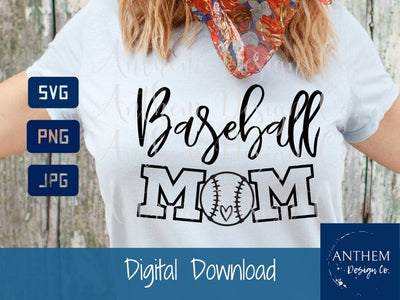 Baseball mom svg, cute bb mom svg, baseball cut file SVG Anthem Design Company 