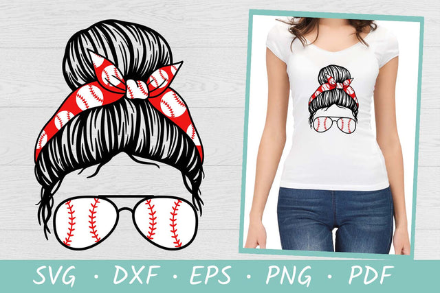 Baseball Mom SVG | Softball Mom SVG | Messy Bun SVG SVG Irina Ostapenko 
