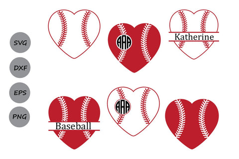 Baseball Monogram| Baseball Heart SVG Cut Files SVG CosmosFineArt 