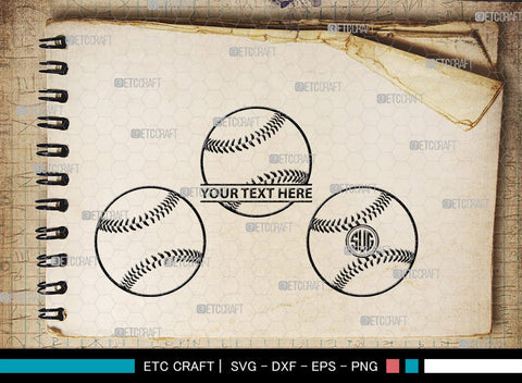Baseball Monogram, Baseball SVG Cut Files, Baseball Silhouette, Softball Svg, Sports Svg, Sports Balls Svg, Baseball Svg, SB00101 SVG ETC Craft 