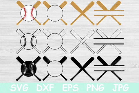 Baseball Monogram Svg, Baseball Png, Baseball Bat Svg Files for Cricut, Baseball Svg Designs for Silhouette, Split Baseball Vector Cut Files SVG TiffsCraftyCreations 