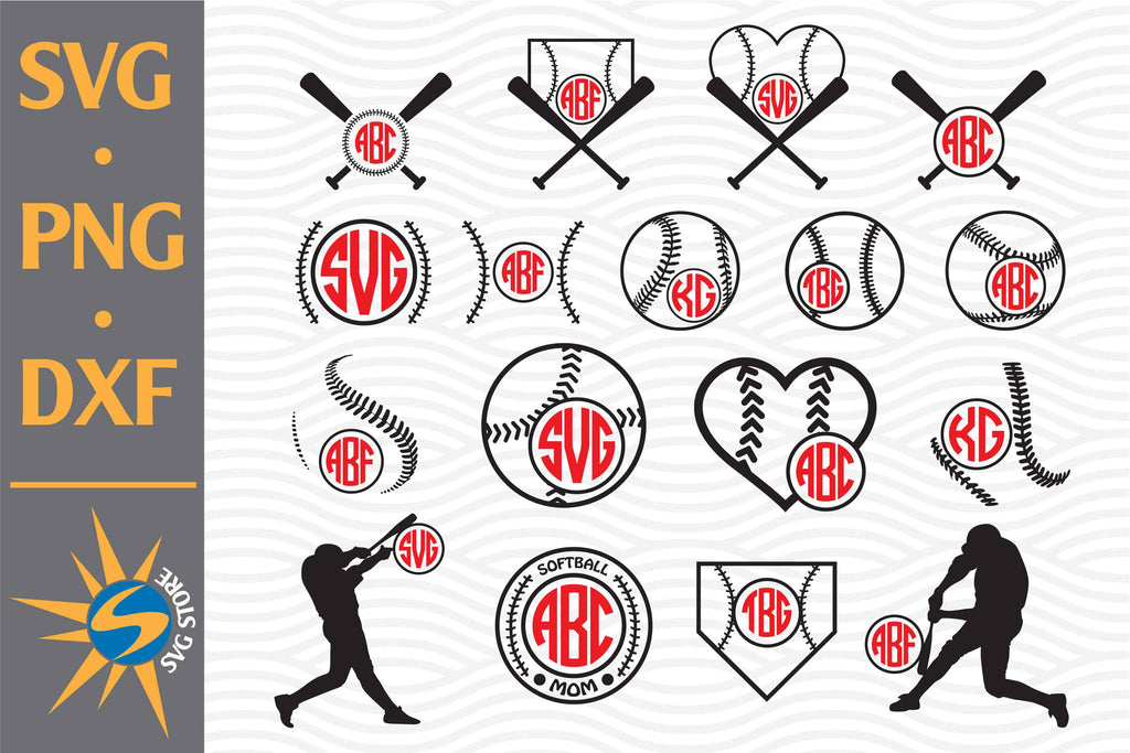 Baseball Monogram SVG, PNG, DXF Digital Files Include - So Fontsy