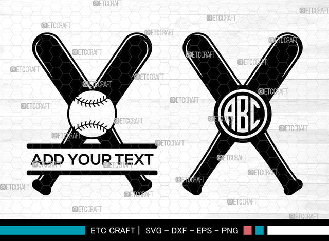 Baseball Monogram SVG, Softball Svg, Baseball Glove Svg, Baseball Bat Svg, Baseball Ball Svg, Split Monogram Svg SVG ETC Craft 