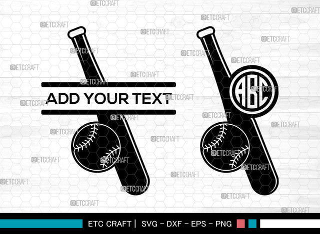 Baseball Monogram SVG, Softball Svg, Baseball Glove Svg, Baseball Bat Svg, Baseball Ball Svg, Split Monogram Svg SVG ETC Craft 