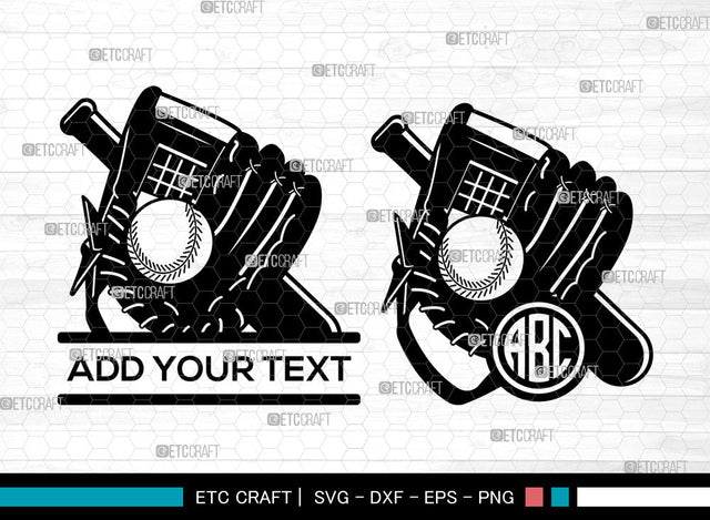 Baseball Monogram SVG, Softball Svg, Baseball Glove Svg, Baseball Bat Svg, Baseball Ball Svg, Split Monogram Svg SVG ETC Craft 
