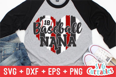 Baseball Nana svg - Baseball Cut File - svg - dxf - eps - png - Baseball Heart Brush Strokes - Silhouette - Cricut - Digital File SVG Svg Cuttables 