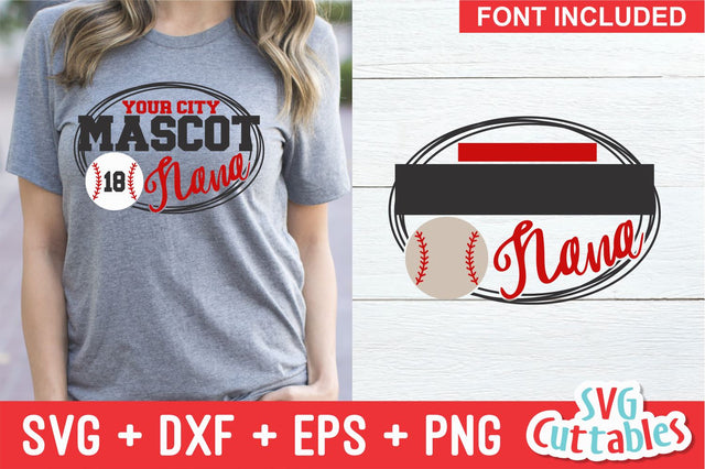 Baseball Nana svg - Baseball Template - svg - eps - dxf - png - Silhouette - Cricut Cut File - 0028 - svg cuttables - Digital File SVG Svg Cuttables 