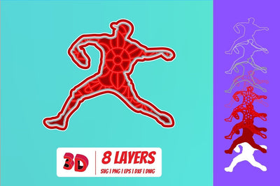 Baseball player 2 3D Layered SVG Cut File SVG SvgOcean 