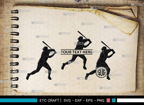 Baseball Player Monogram, Baseball Player Silhouette, Baseball Player SVG, Baseball Svg, Sports Svg, Softball Svg, SB00102 SVG ETC Craft 