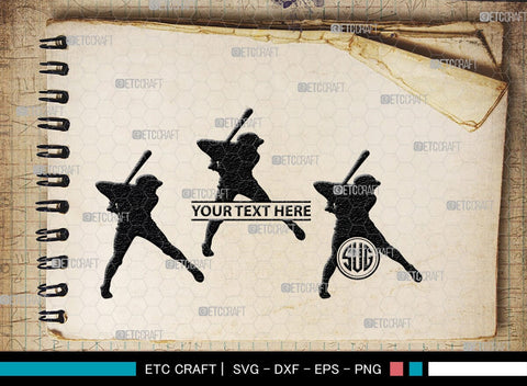 Baseball Player Monogram, Baseball Player Silhouette, Baseball Player SVG, Baseball Svg, Sports Svg, Softball Svg, SB00102 SVG ETC Craft 