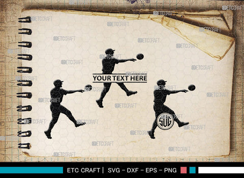 Baseball Player Monogram, Baseball Player Silhouette, Baseball Player SVG, Baseball Svg, Sports Svg, Softball Svg, SB00102 SVG ETC Craft 