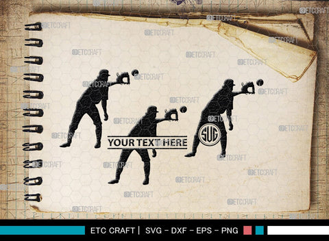 Baseball Player Monogram, Baseball Player Silhouette, Baseball Player SVG, Baseball Svg, Sports Svg, Softball Svg, SB00102 SVG ETC Craft 