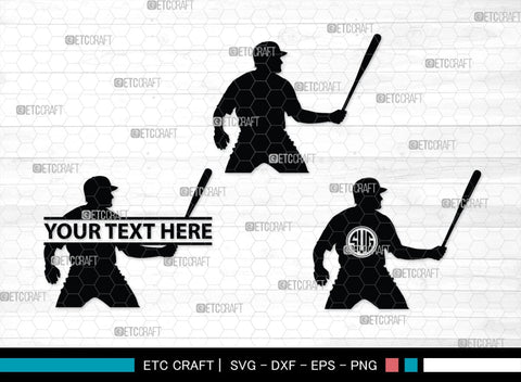 Baseball Player Monogram, Baseball Player Silhouette, Baseball Player SVG, Baseball Svg, Sports Svg, Softball Svg, SB00102 SVG ETC Craft 