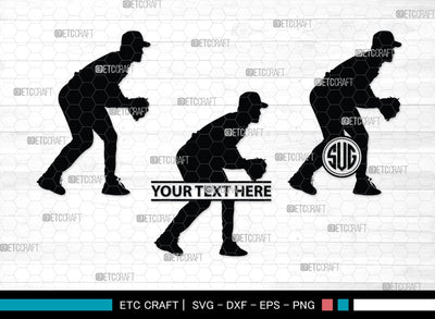 Baseball Player Monogram, Baseball Player Silhouette, Baseball Player SVG, Baseball Svg, Sports Svg, Softball Svg, SB00102 SVG ETC Craft 