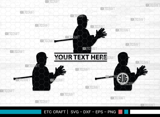 Baseball Player Monogram, Baseball Player Silhouette, Baseball Player SVG, Baseball Svg, Sports Svg, Softball Svg, SB00102 SVG ETC Craft 