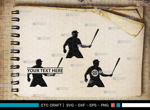 Baseball Player Monogram, Baseball Player Silhouette, Baseball Player SVG, Baseball Svg, Sports Svg, Softball Svg, SB00102 SVG ETC Craft 