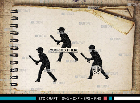 Baseball Player Monogram, Baseball Player Silhouette, Baseball Player SVG, Baseball Svg, Sports Svg, Softball Svg, SB00102 SVG ETC Craft 