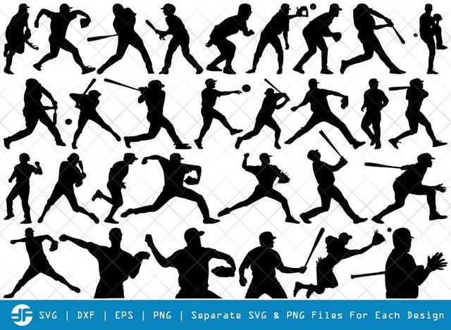 Baseball Player SVG Cut Files | Baseball Silhouette Bundle SVG ETC Craft 