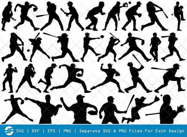 Baseball Player SVG Silhouette Cutting Files sign icons Cricut