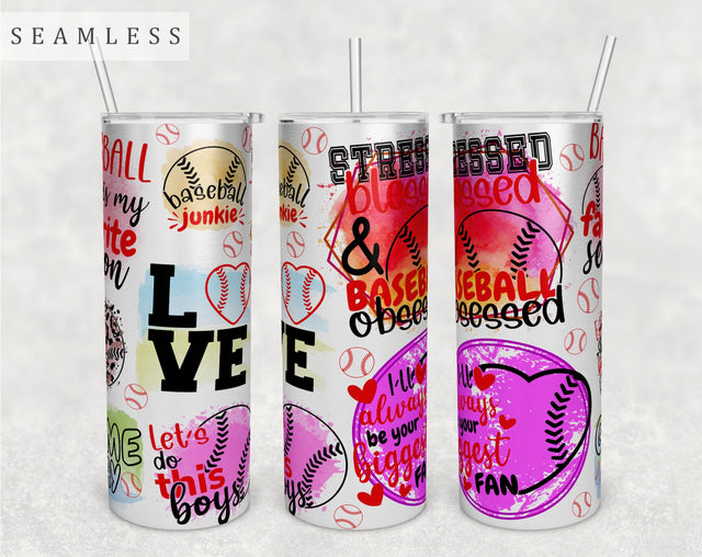 Baseball Quotes Tumbler Wrap, 20 Oz Skinny Tumbler Baseball Sayings Sublimation Design, Seamless Tumbler PNG Sublimation HappyDesignStudio 