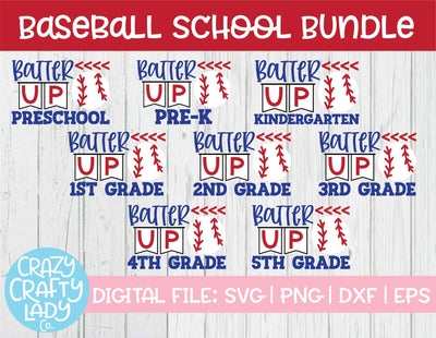 Baseball School SVG Cut File Bundle SVG Crazy Crafty Lady Co.