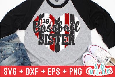 Baseball Sister svg - Baseball Cut File - svg - dxf - eps - png - Baseball Heart Brush Strokes - Silhouette - Cricut - Digital File SVG Svg Cuttables 