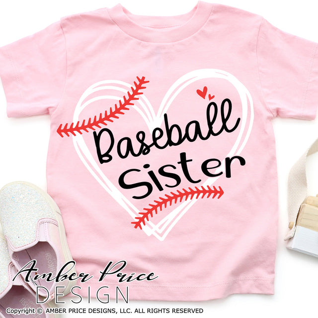 Baseball Sister SVG | Baseball SVG | Baseball heart SVG PNG DXF | Baseball shirt SVG file | Spring SVG | Amber Price Design SVG Amber Price Design 