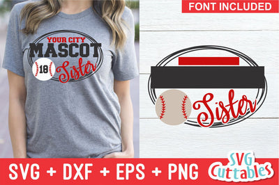 Baseball Sister svg - Baseball Template - svg - eps - dxf - png - Silhouette - Cricut Cut File - 0029 - svg cuttables - Digital File SVG Svg Cuttables 