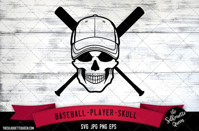 Baseball Skull with Hat SVG File, Player SVG, Baseball svg,Commercial-Personal Use,Cricut,Silhouette Cameo,Vinyl Decal SVG Loveleen Kaur 
