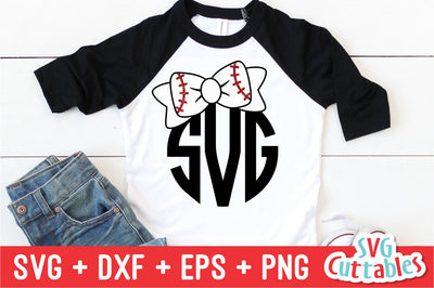 Baseball / Softball Bow Monogram Frame SVG Svg Cuttables 